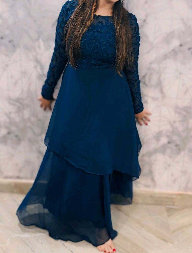 Elegant Teal Blue Gown