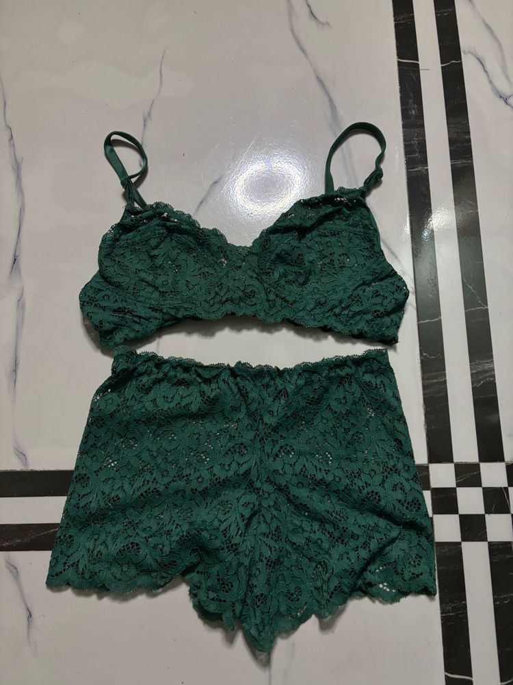 Lace Bralette and Shorts Set