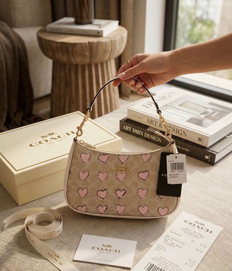 Coach Heart Print Shoulder Bag