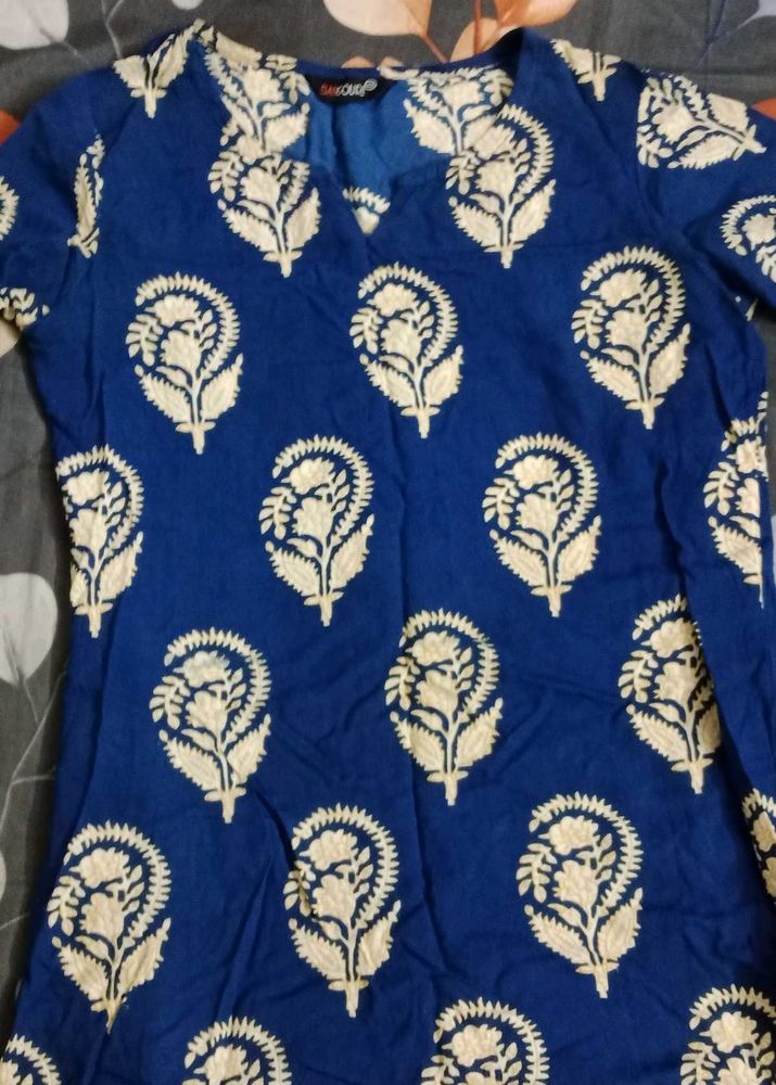 Blue Floral Print Kurta