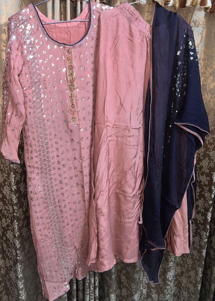 Sparkling Pink Kurta Set with Dupatta