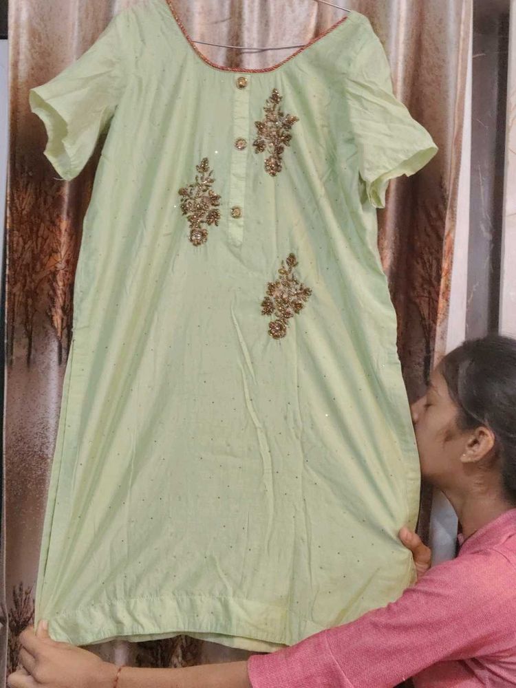 Embroidered Light Green Kurta