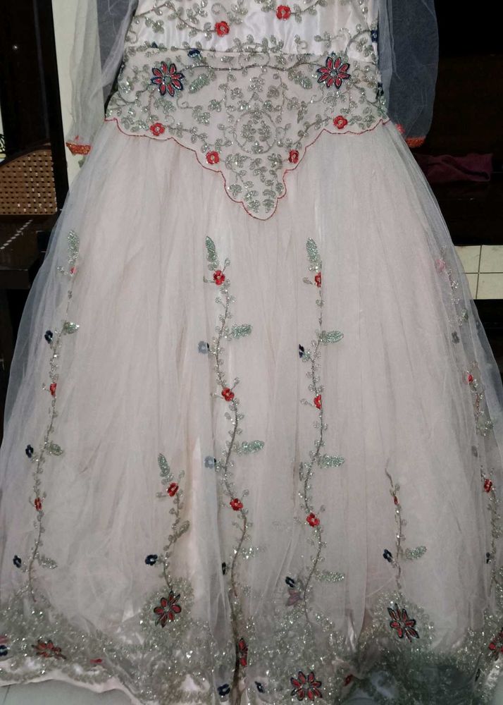 Embroidered Tulle Gown