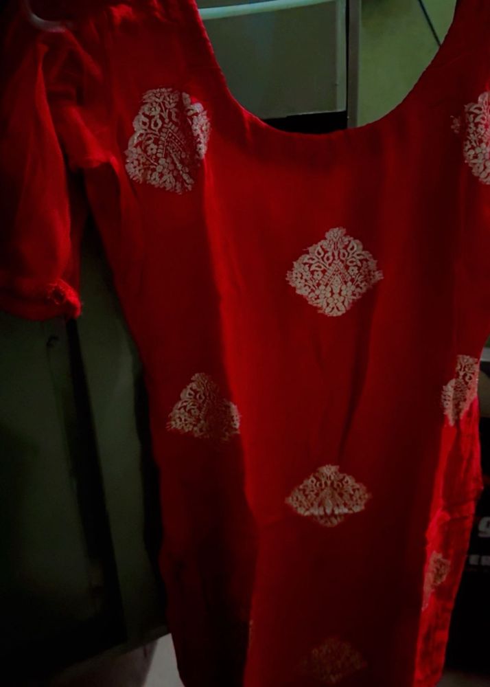 Elegant Red Embroidered kurti
