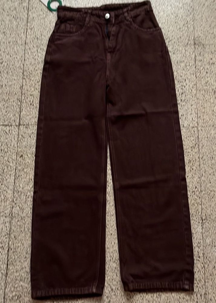 Brown Wide Leg baggy Jeans