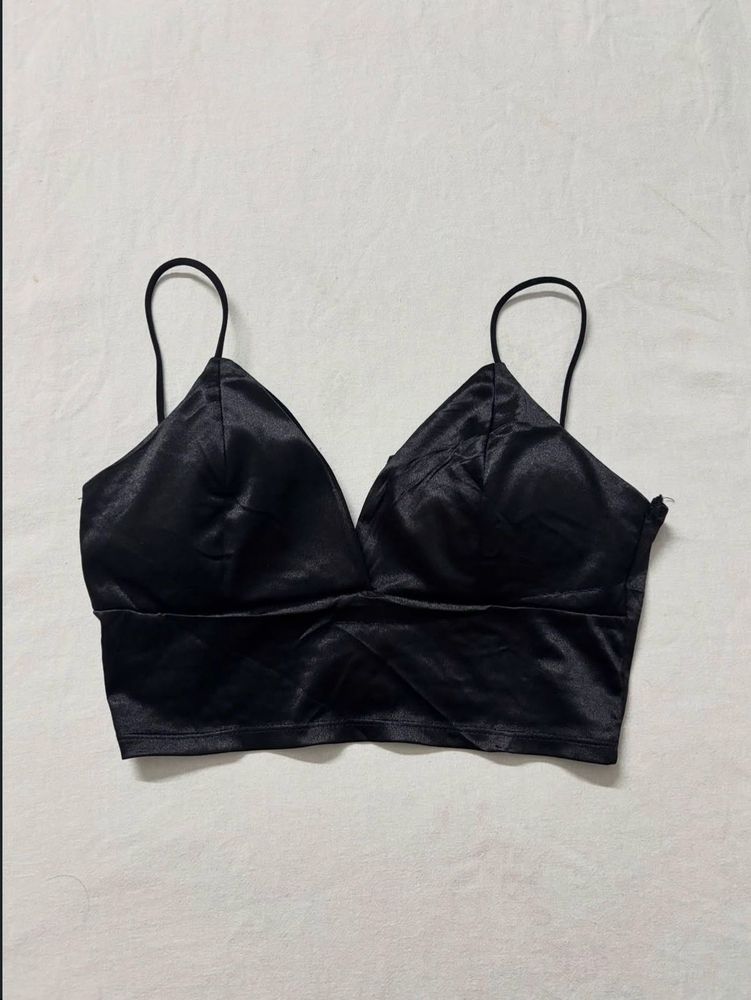 Black Satin Camisole Top
