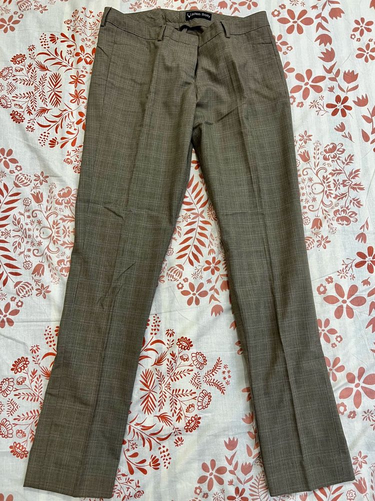 Women’s Beige Checked Formal Trousers