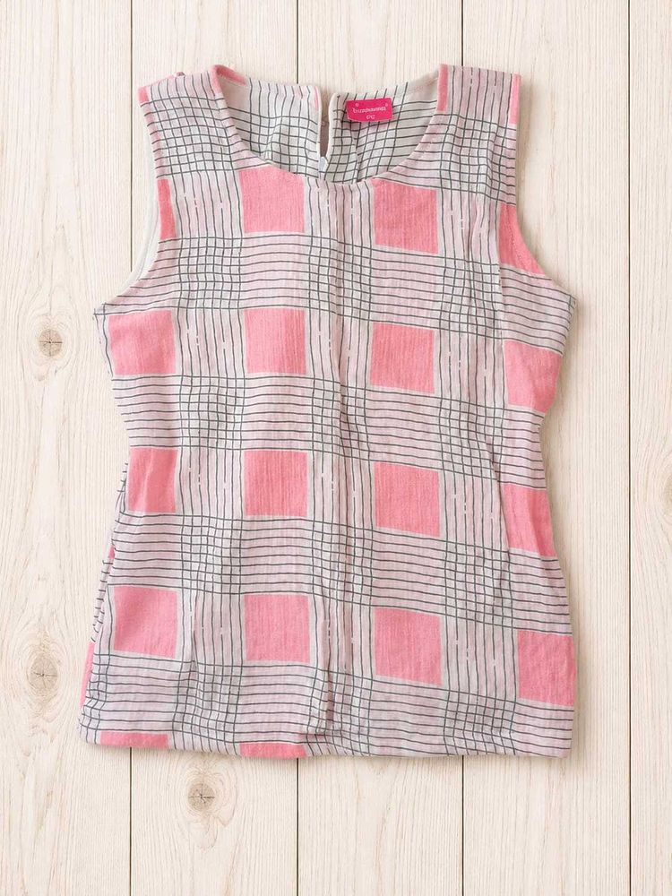 Pink &amp; Grey Plaid Sleeveless Top GenZ clothing