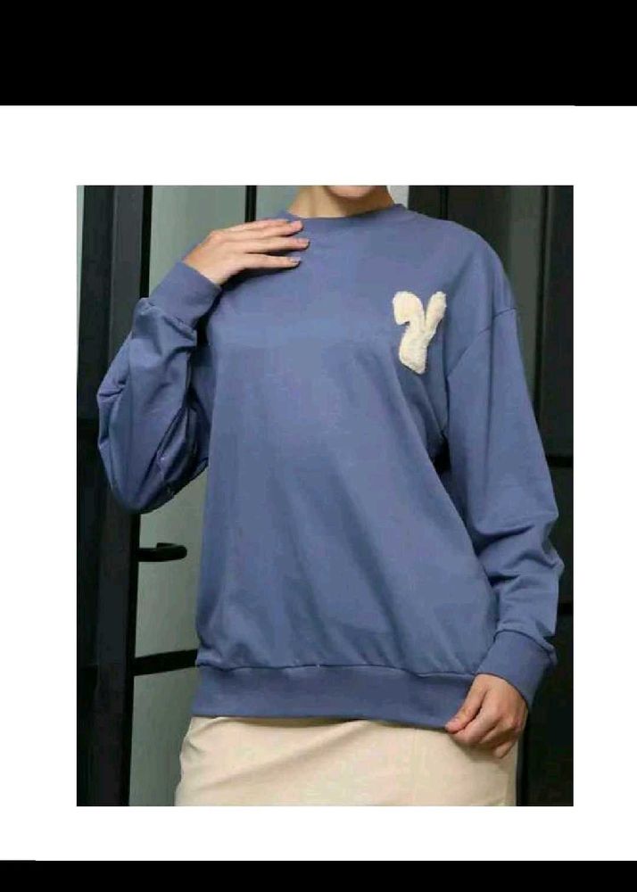 Blue Crewneck Sweatshirt with Detail