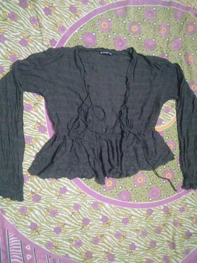 Dark Grey Peplum Top