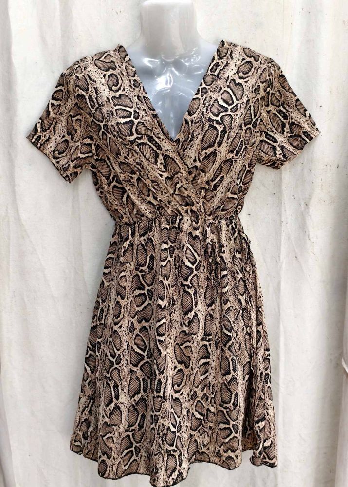 I. Snake Print Wrap Dress