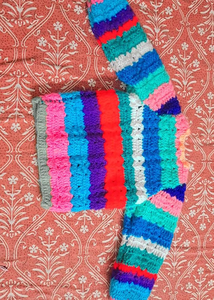 Vibrant Crochet Knit Sweater