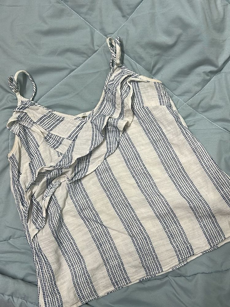 Chic Striped Ruffle Tank Top