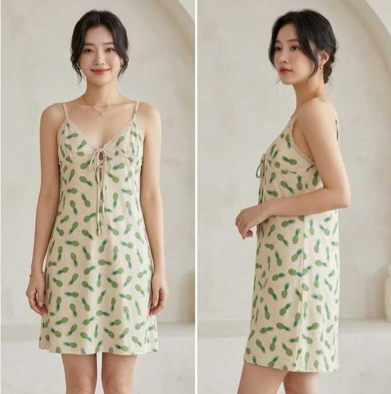 Cute Pineapple Print Night Dress