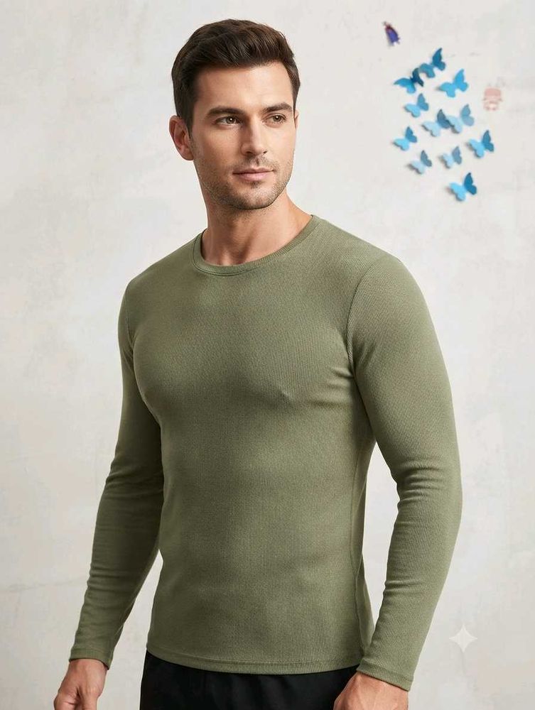 Men's Olive Green Long Sleeve T-Shirt