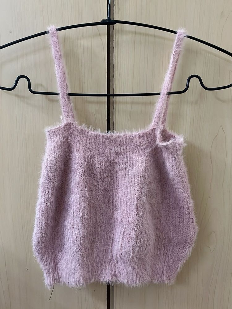 Fuzzy Pink Crop Top
