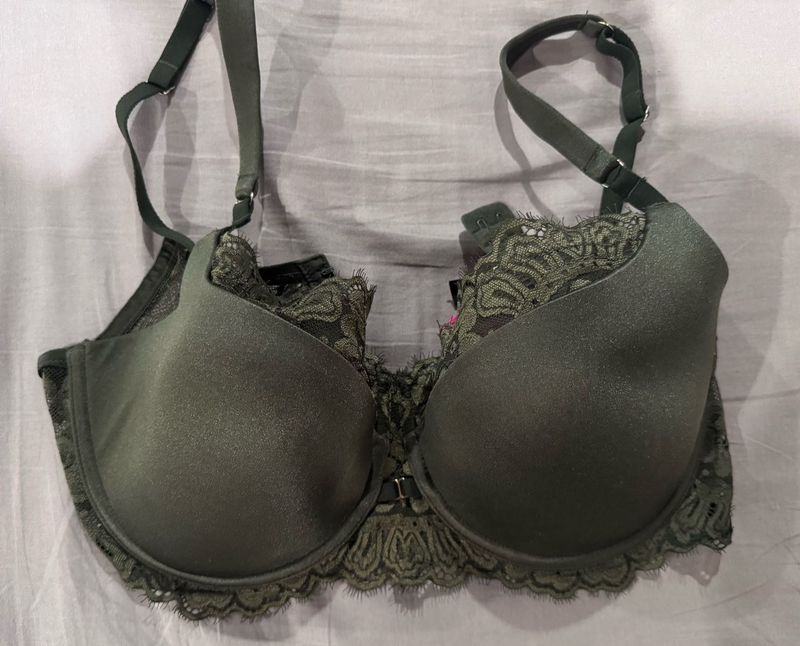 Olive Green Lace Bra