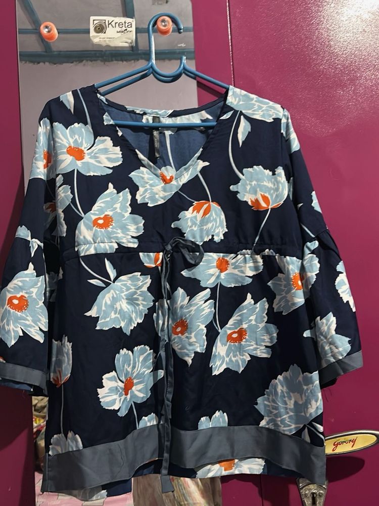 waist tie up v neck top/tunic