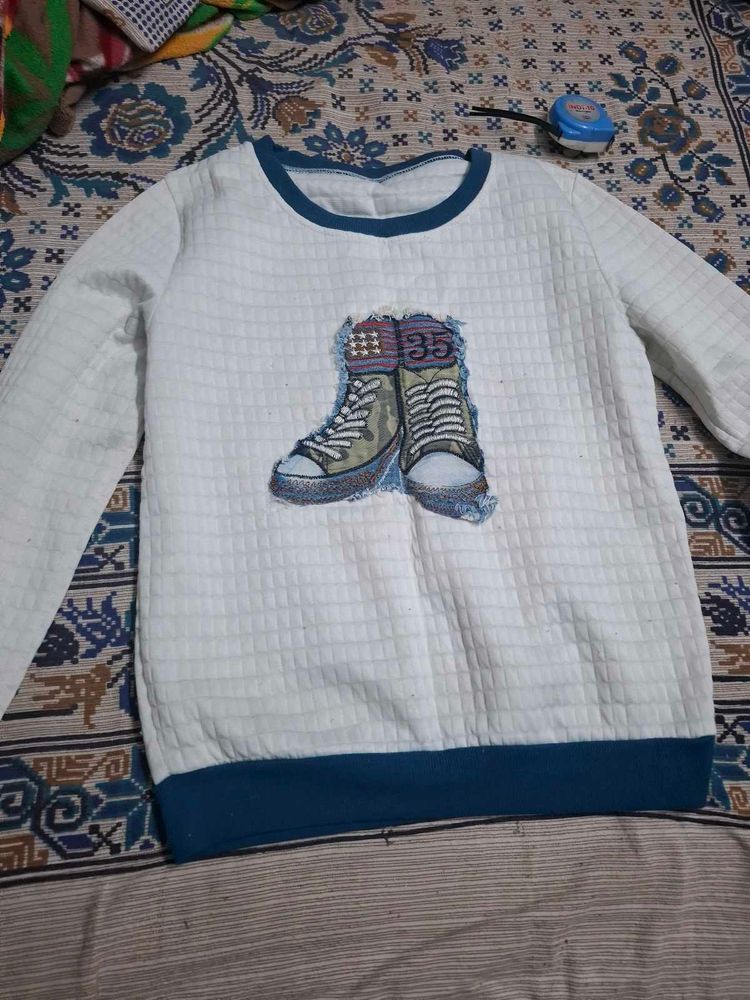 Quilted Sweater with Shoe Applique