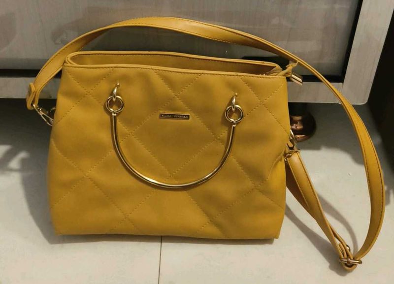 Chic Quilted Yellow Handbag