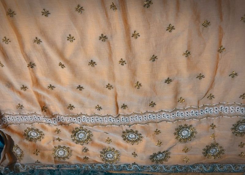 Peach Embroidered Saree