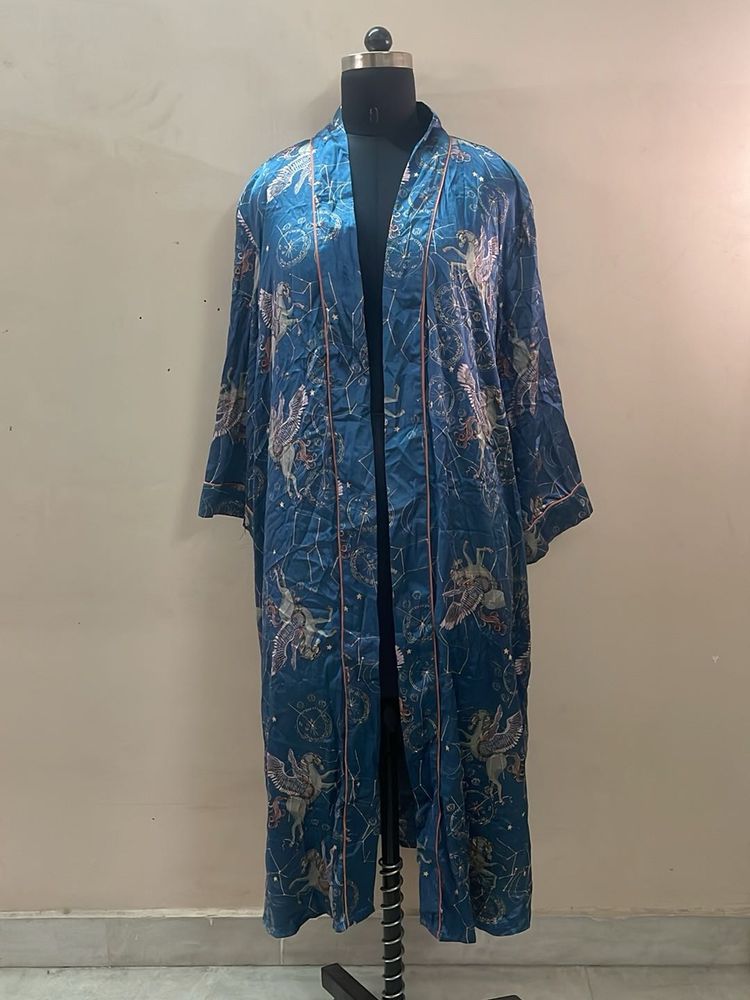 Blue Celestial Print Kimono Robe