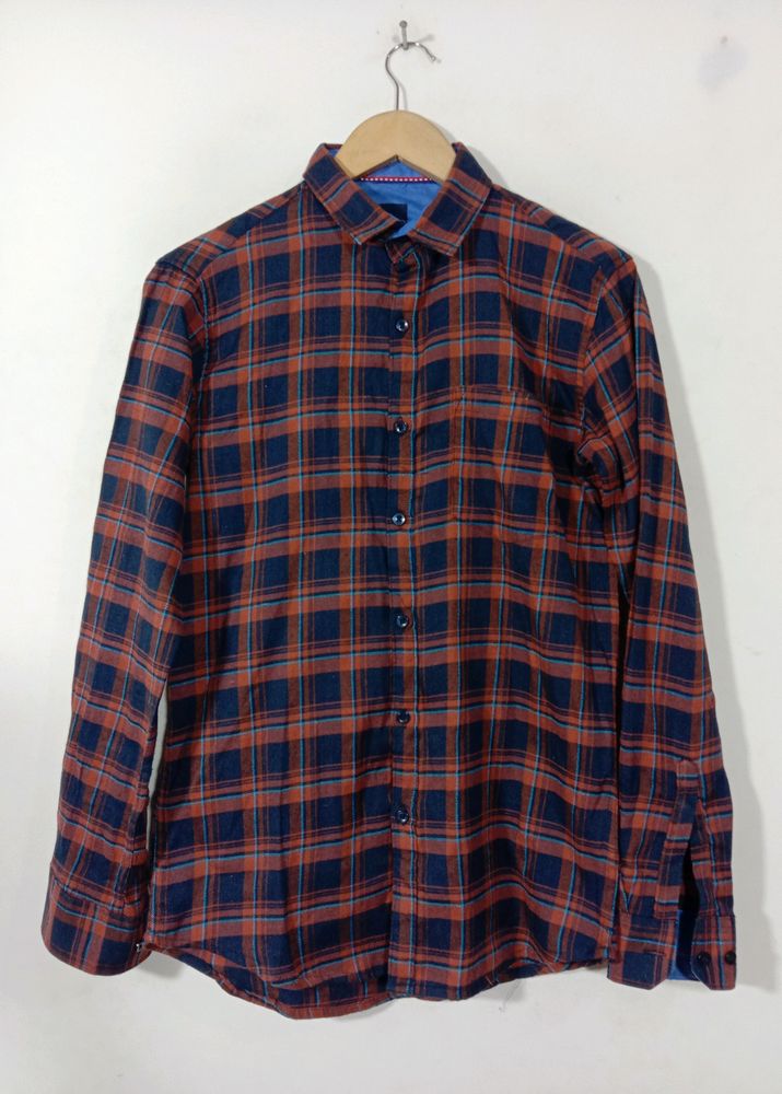 Brown And Blue Casual Shirt (Men's)