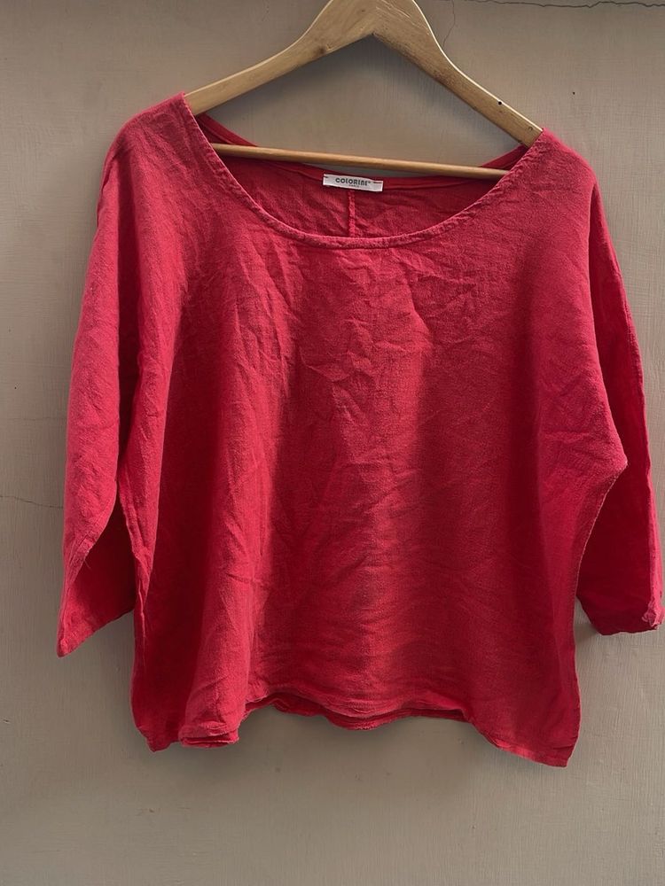 Coral Women's Linen Blend Top