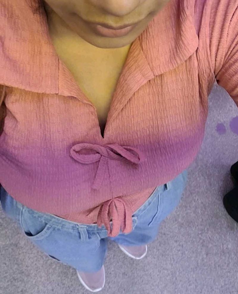 Cute Pink Crop Top with Bow Detail