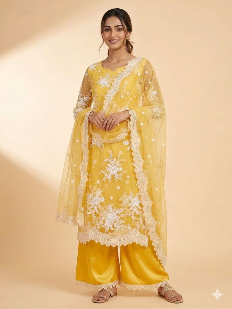 Elegant Yellow Embroidered Kurta Set