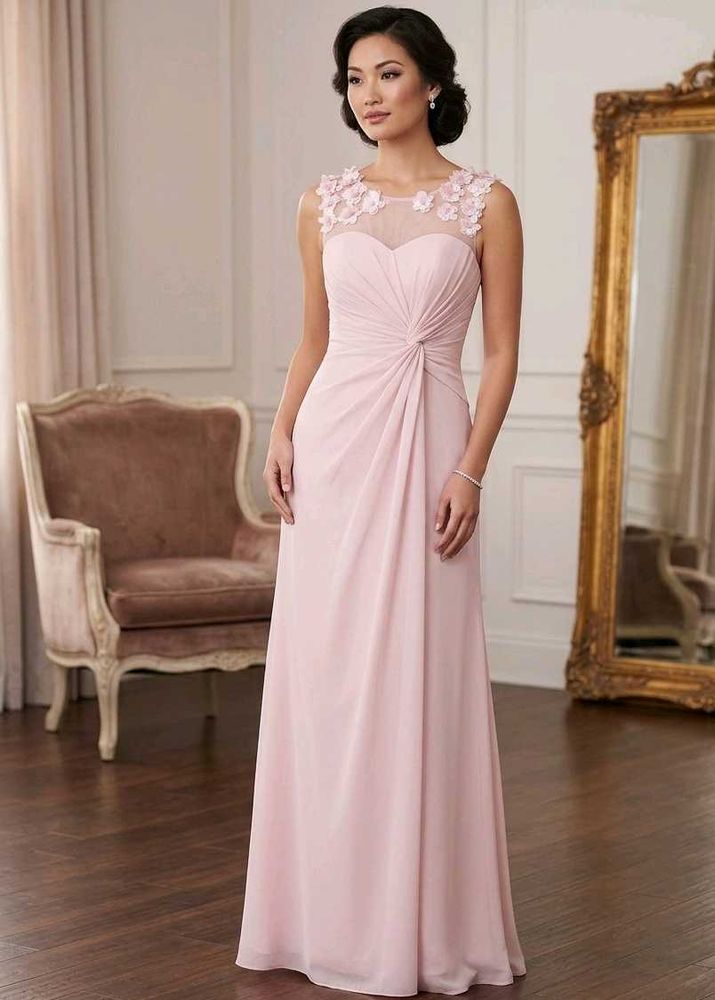 Elegant Pink Gown with Floral Detail
