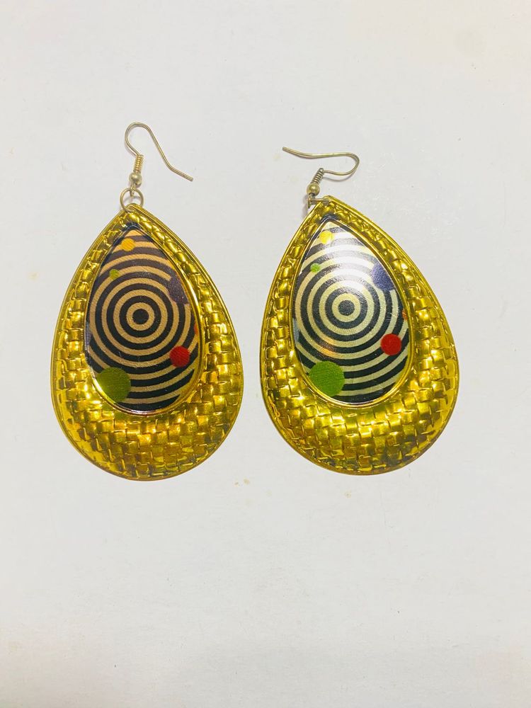 Statement Drop Earrings - Gold Tone
