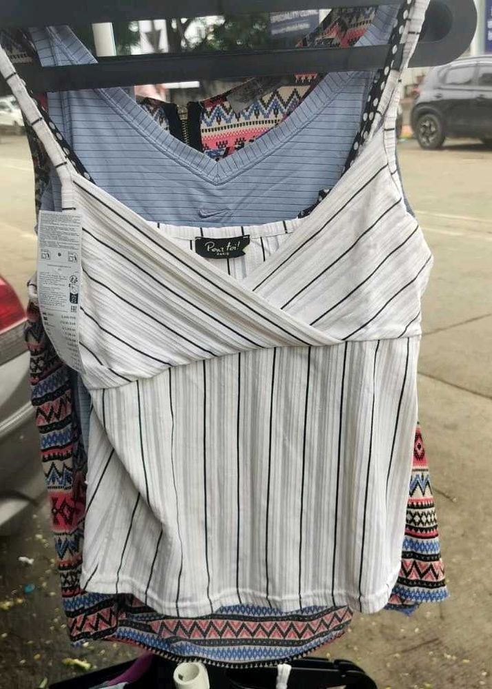 Striped V-Neck Crop Top