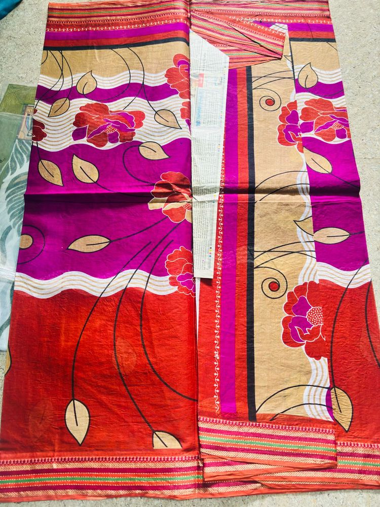 Vibrant Floral Print Saree