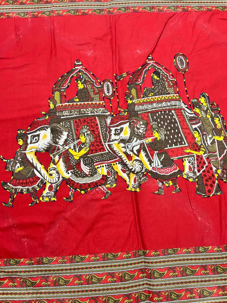 Red Elephant Procession Print sheet