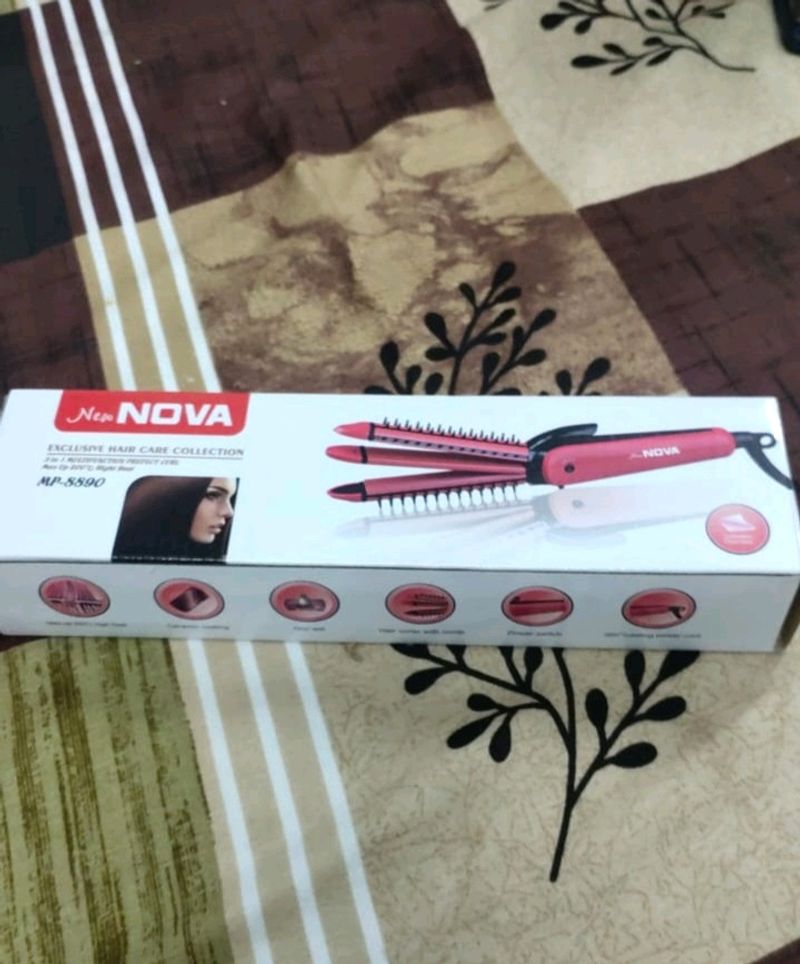 new NOVA 8890 3 in 1 Hair Straightener, Curler and Crimper, Brand New, Box packed, in ₹350 or 2800 coins