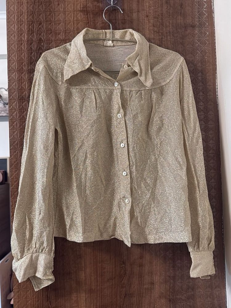 Sparkly Gold Long Sleeve Blouse