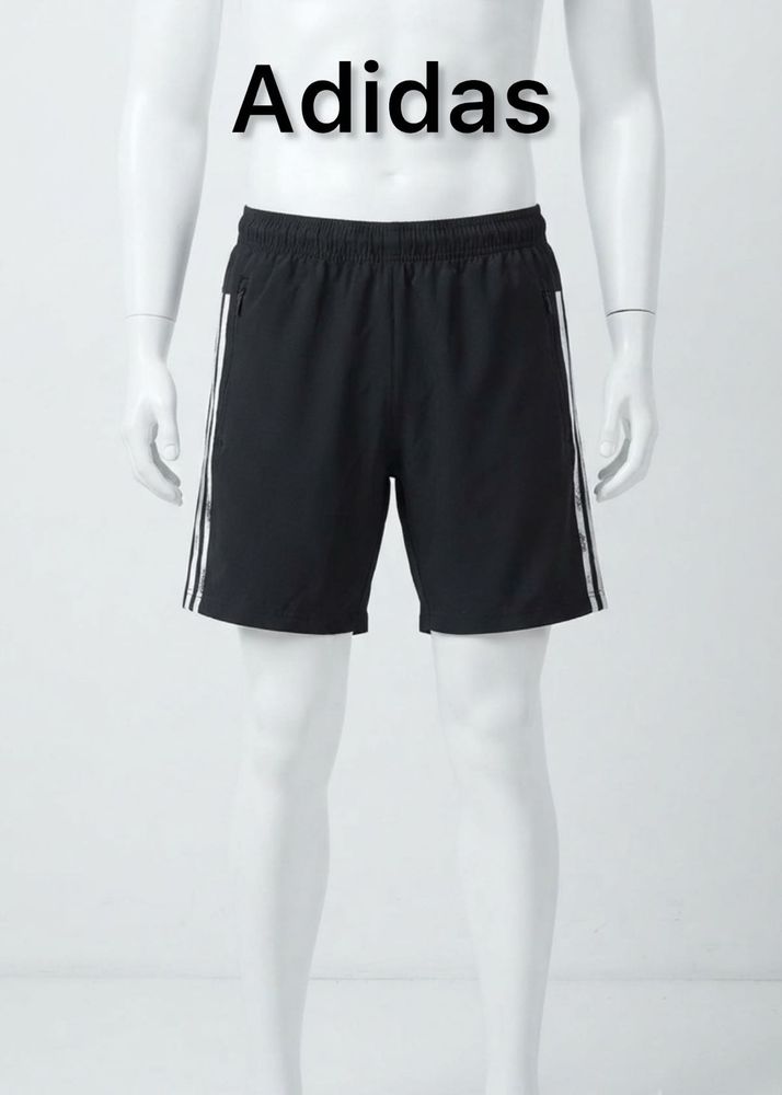 Adidas Black Shorts with White Stripes