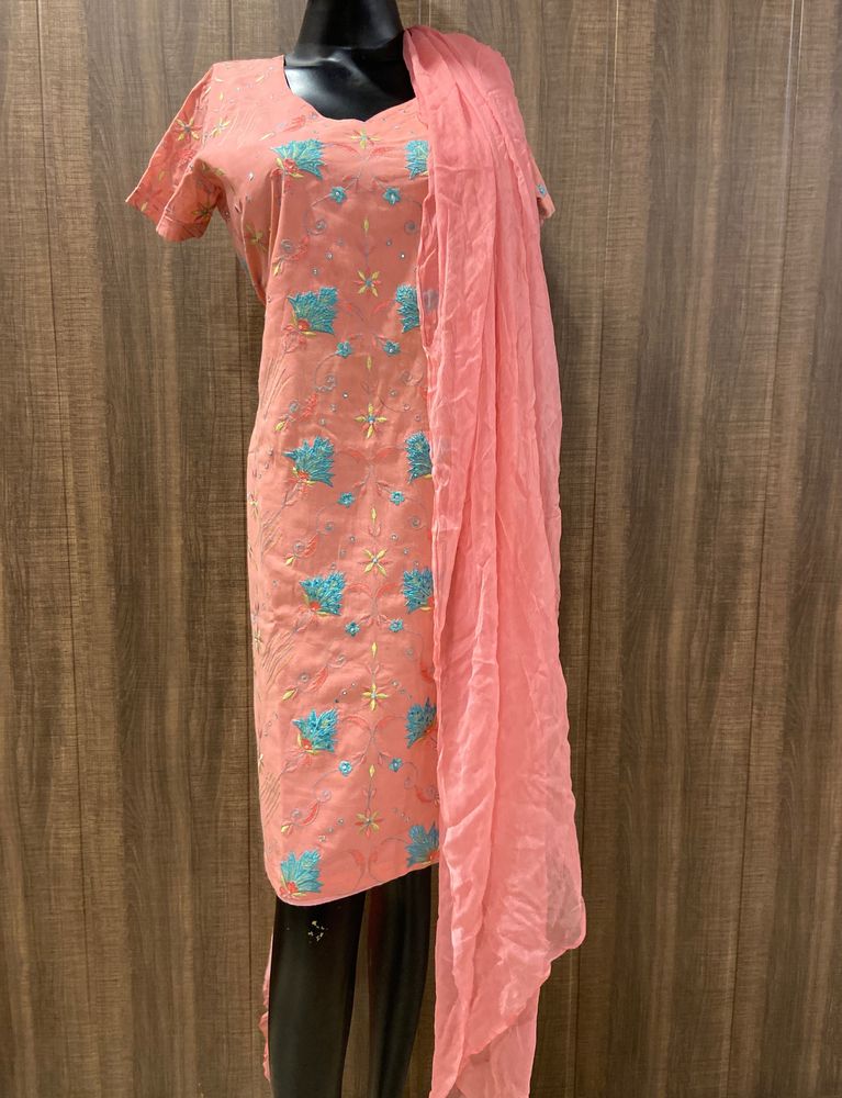 Pure Embroidered Kurta With Dupatta