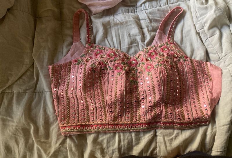 Pink Embroidered Blouse !👚 padded * unstitched