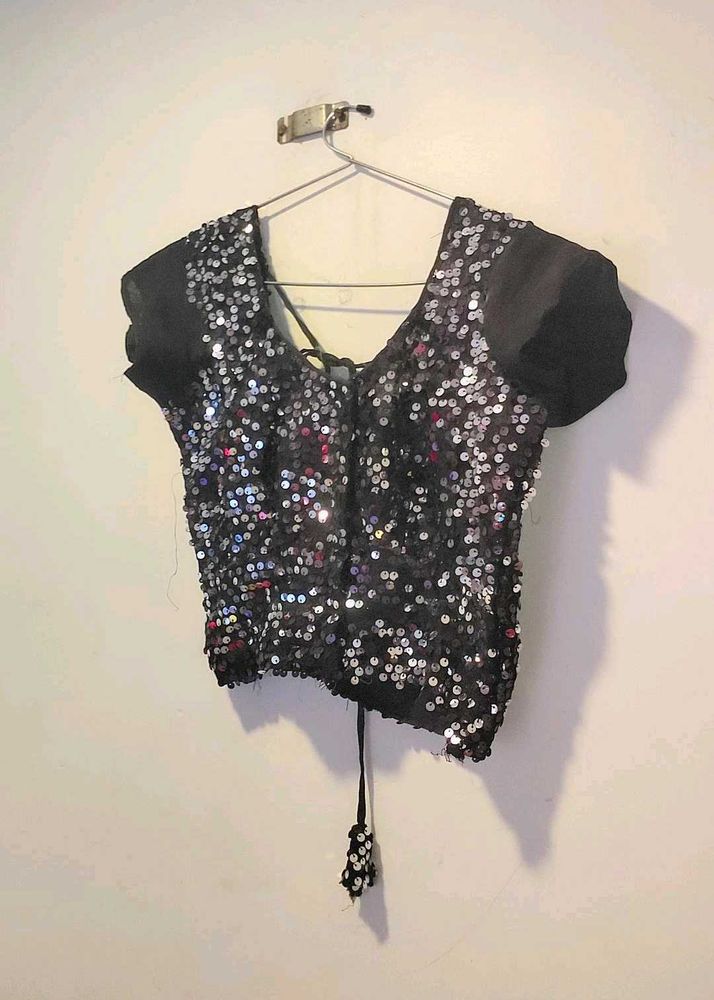 black Sequin   Party Blouse