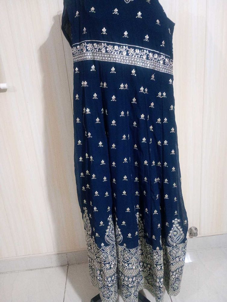 Navy Blue Embroidered Ethnic Gown