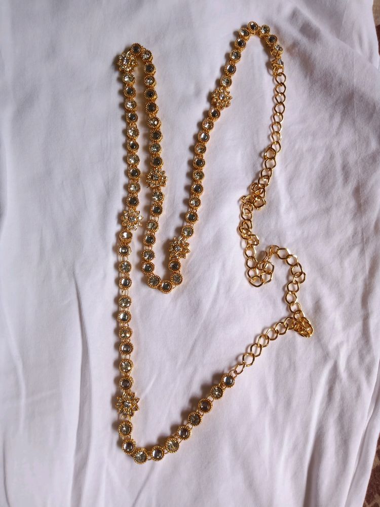Gold Plated Kundan &amp; Stone Studded Kamarband/Waist Belly Chain for Women