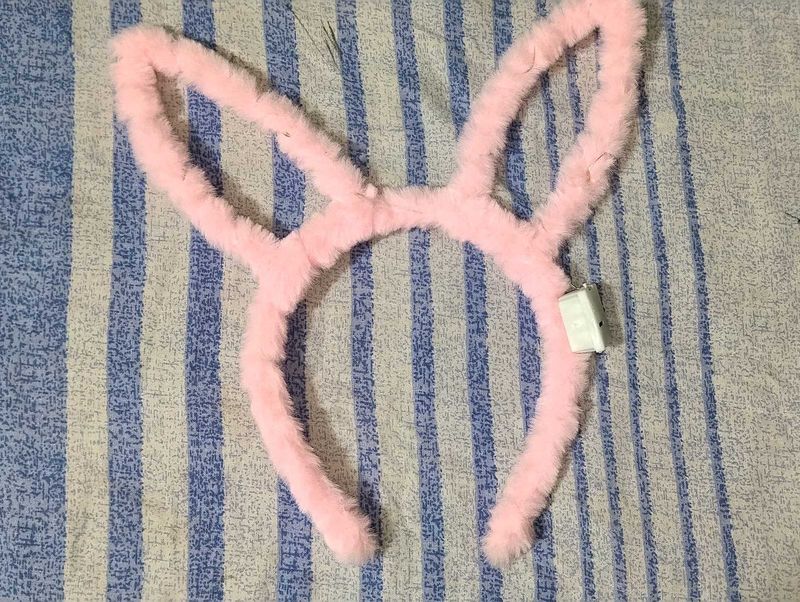 Fluffy Pink Bunny Ears Headband