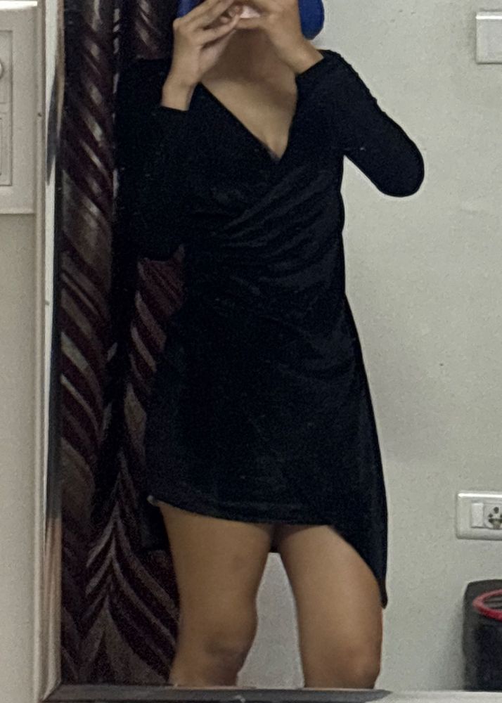 Black Velvet Wrap Dress