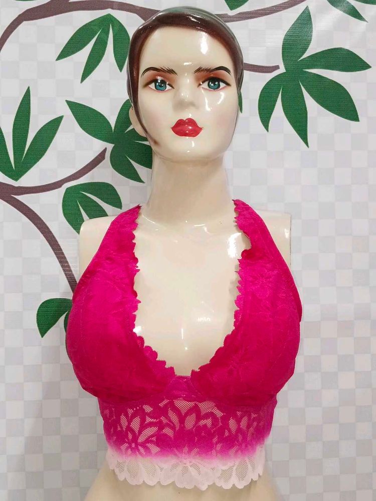 (400)Hot Pink Lace Bralette