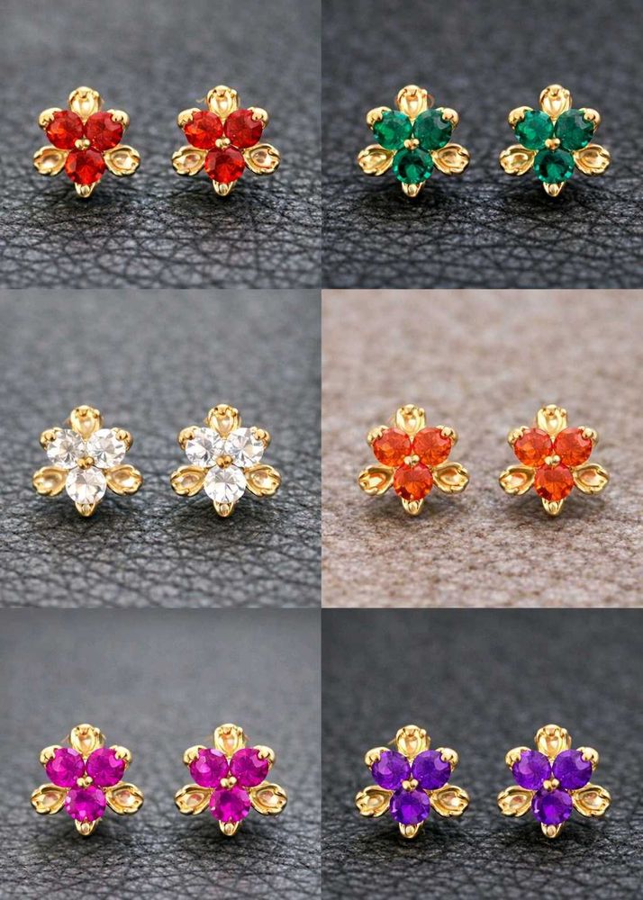 Colorful Flower Stud Earring Set