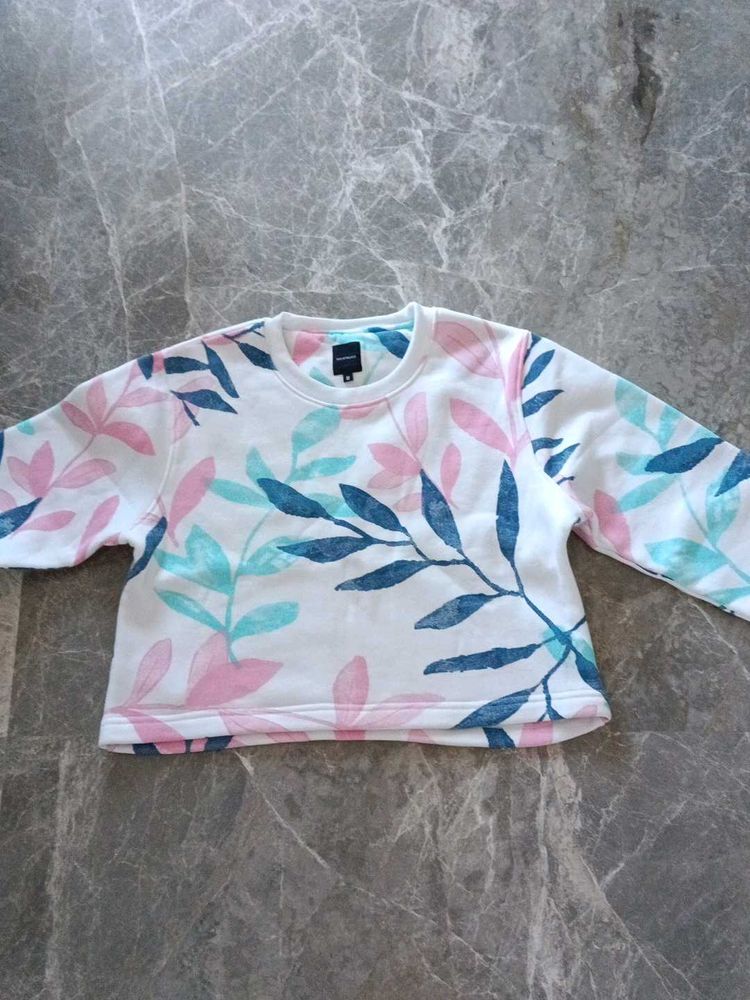 Floral Print Cropped Sweatshirt