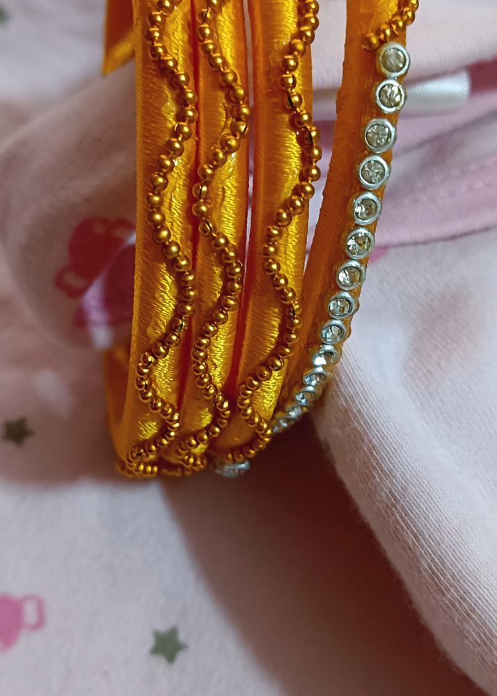 Golden Beaded Bangles