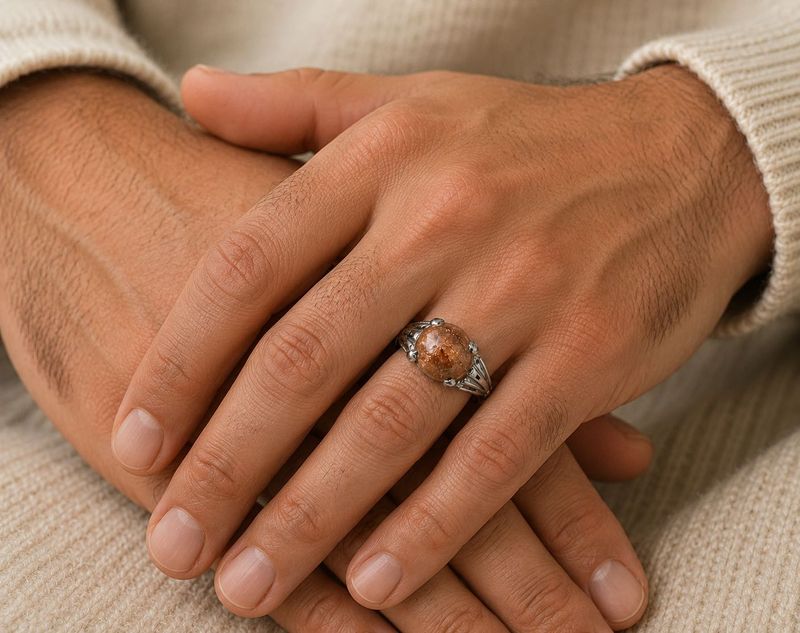 Unisex Shimmering Sunstone Ring